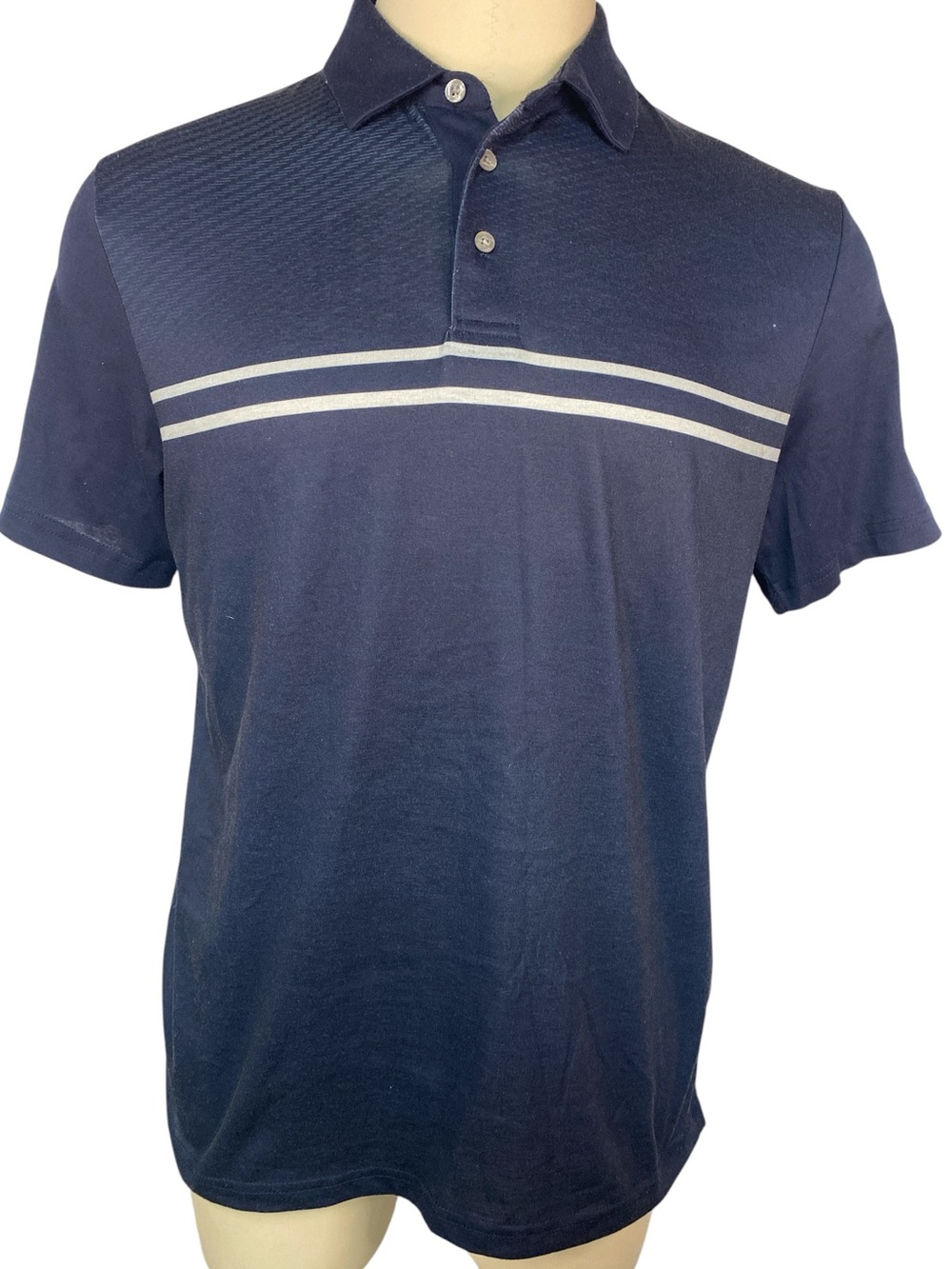 PGA Tour Navy Short-Sleeve Polo with White Stripe Men’s Large